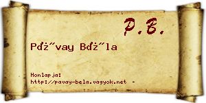 Pávay Béla névjegykártya