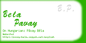 bela pavay business card